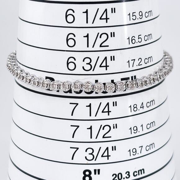 Classic Cubic Zirconia Tennis Bracelet | Sterling Silver 925 | 7" - Picture 5 of 6